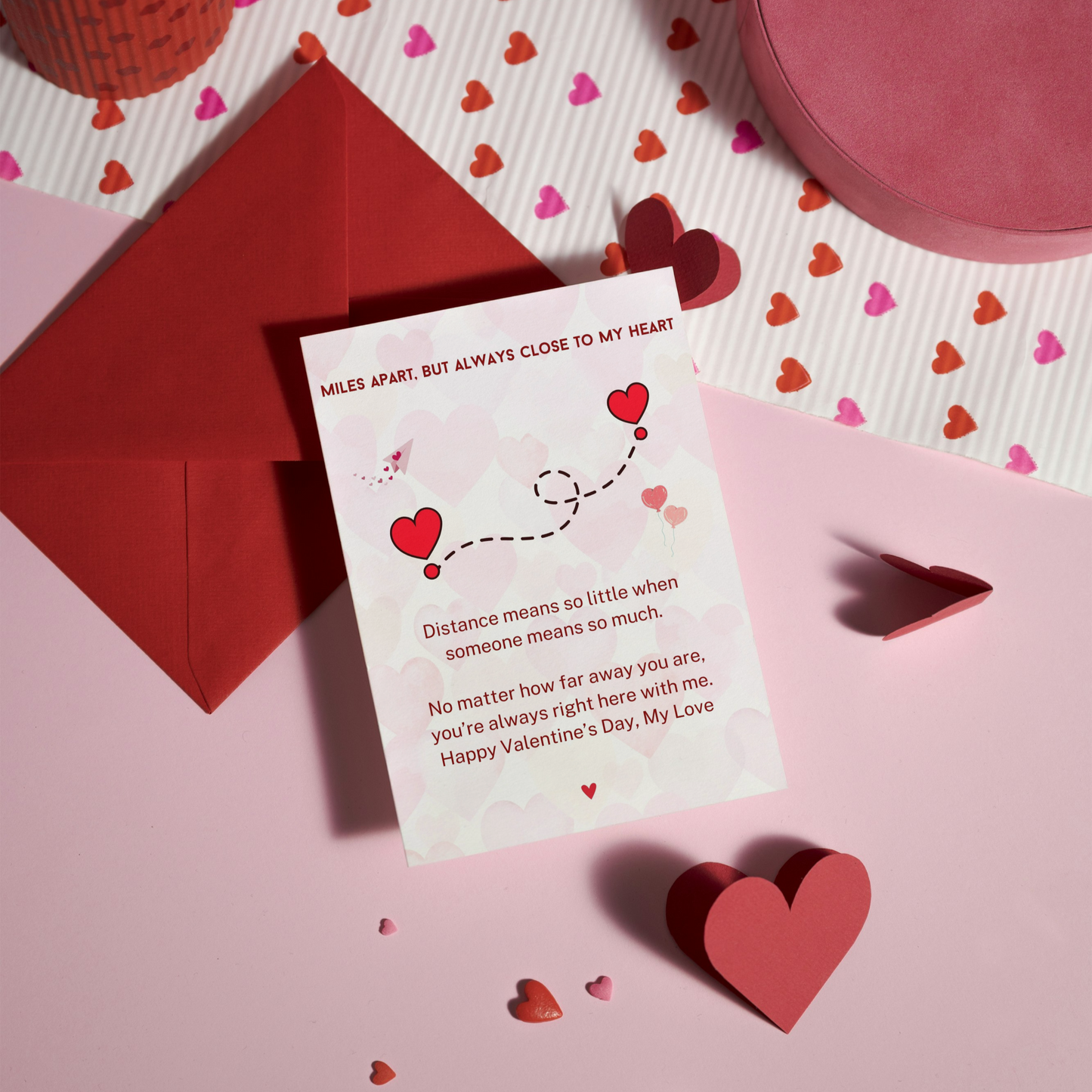 Long Distance Relationship Valentines Card | Meaningful Valentines Gift | Card For Boyfriend, Girlfriend | Happy Valentines Day |