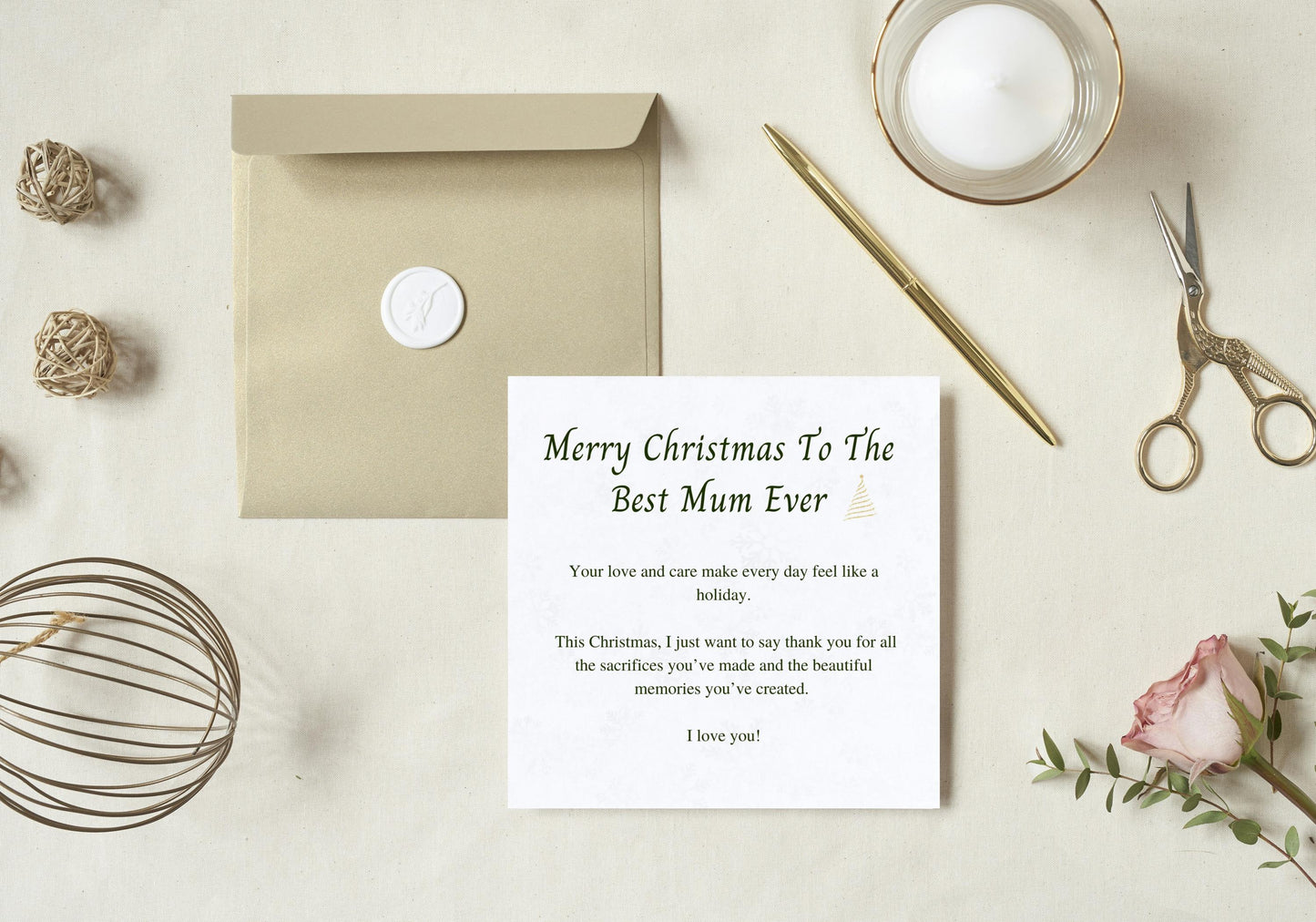 Christmas Card Mum | Merry Christmas Mum Message | Expressing Gratitude | Card for Mum | Gift for her