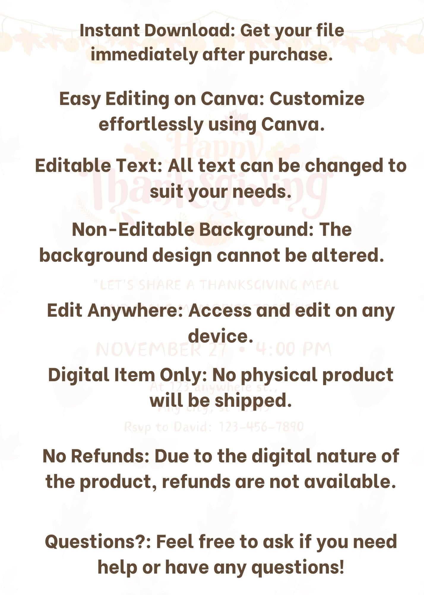 Thanksgiving Dinner Invitation Thanksgiving Editable Thanksgiving Invitation Thanksgiving Dinner Happy Thanksgiving Card