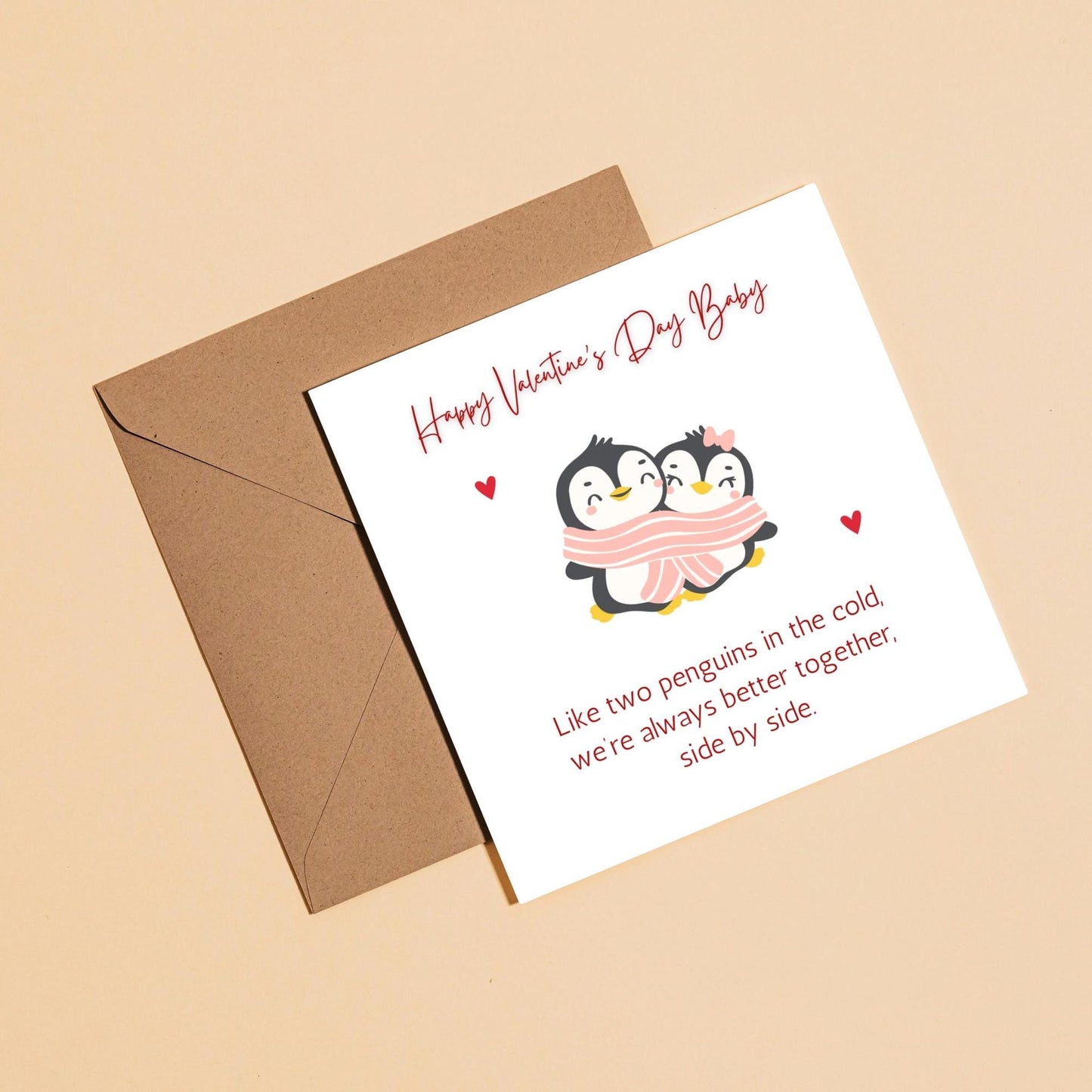 Valentine's Day Card | Cute penguin valentines Card - DIGITAL DOWNLOAD Valentines Day Card | Card for him her boyfriend girlfriend husband wife |