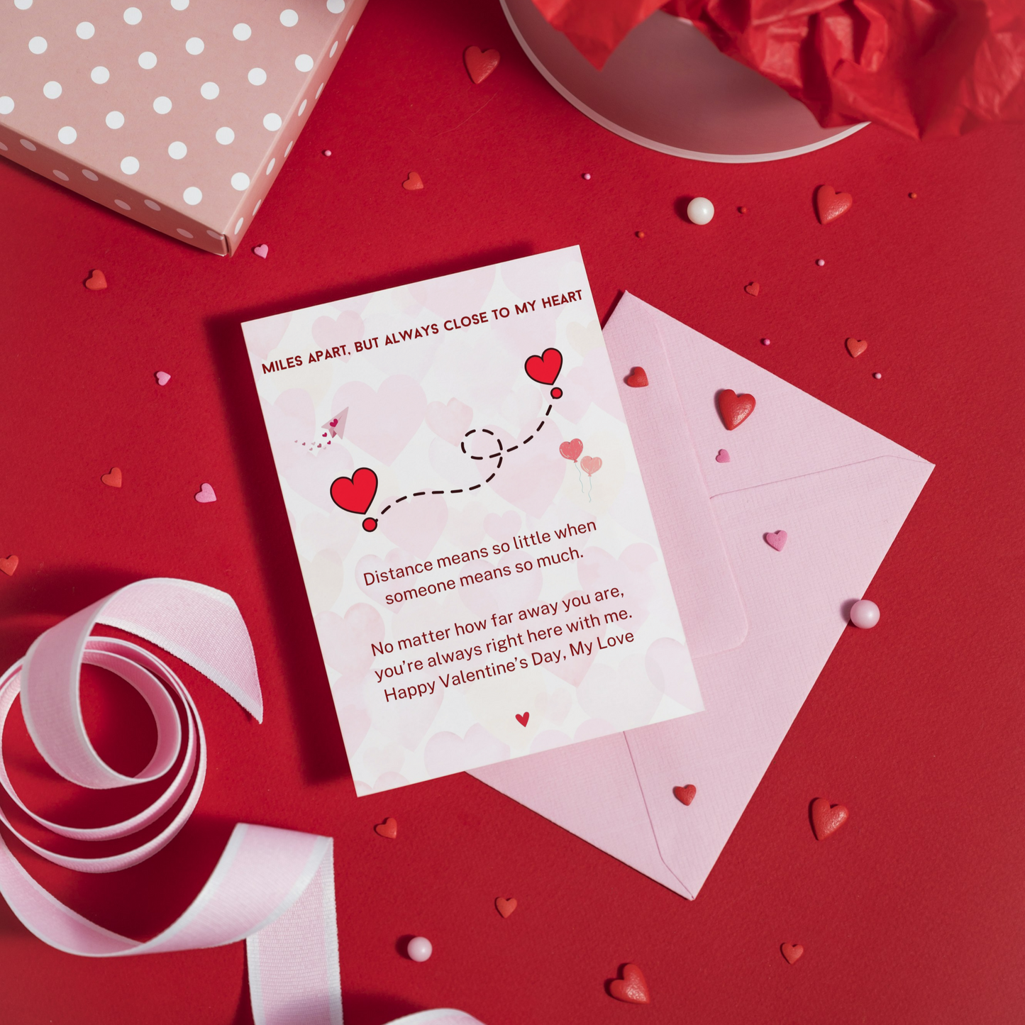 Long Distance Relationship Valentines Card |  Meaningful Valentines Gift | Card For Boyfriend, Girlfriend | Happy Valentines Day |