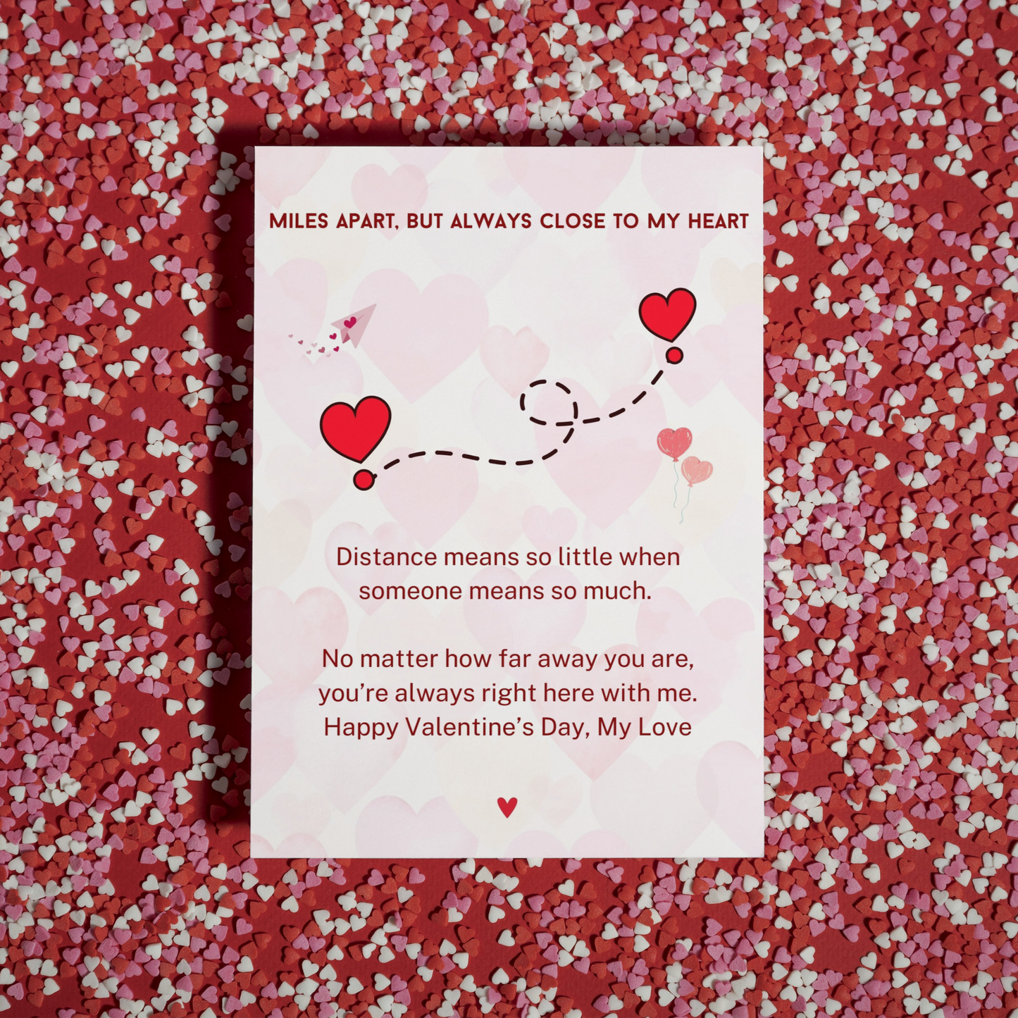 Long Distance Relationship Valentines Card |  Meaningful Valentines Gift | Card For Boyfriend, Girlfriend | Happy Valentines Day |