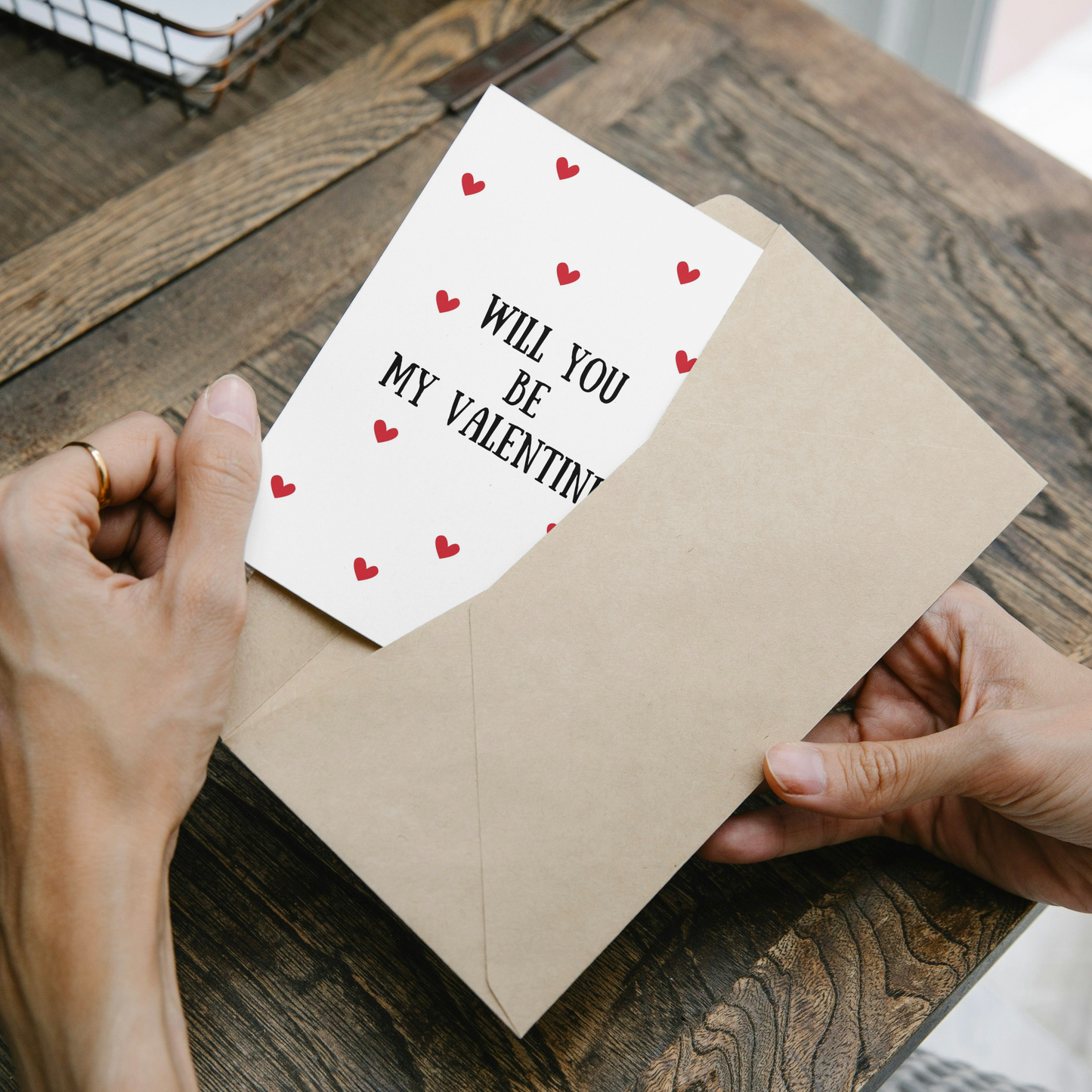 Will You Be My Valentine Card | Happy Valentines Day Card Red Hearts | Card for him her wife husband boyfriend girlfriend |