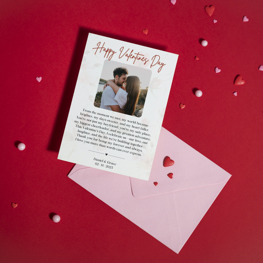 Valentines Day Photo Card Template | Heartfelt Message | Gift for Boyfriend | Gifts for Her |