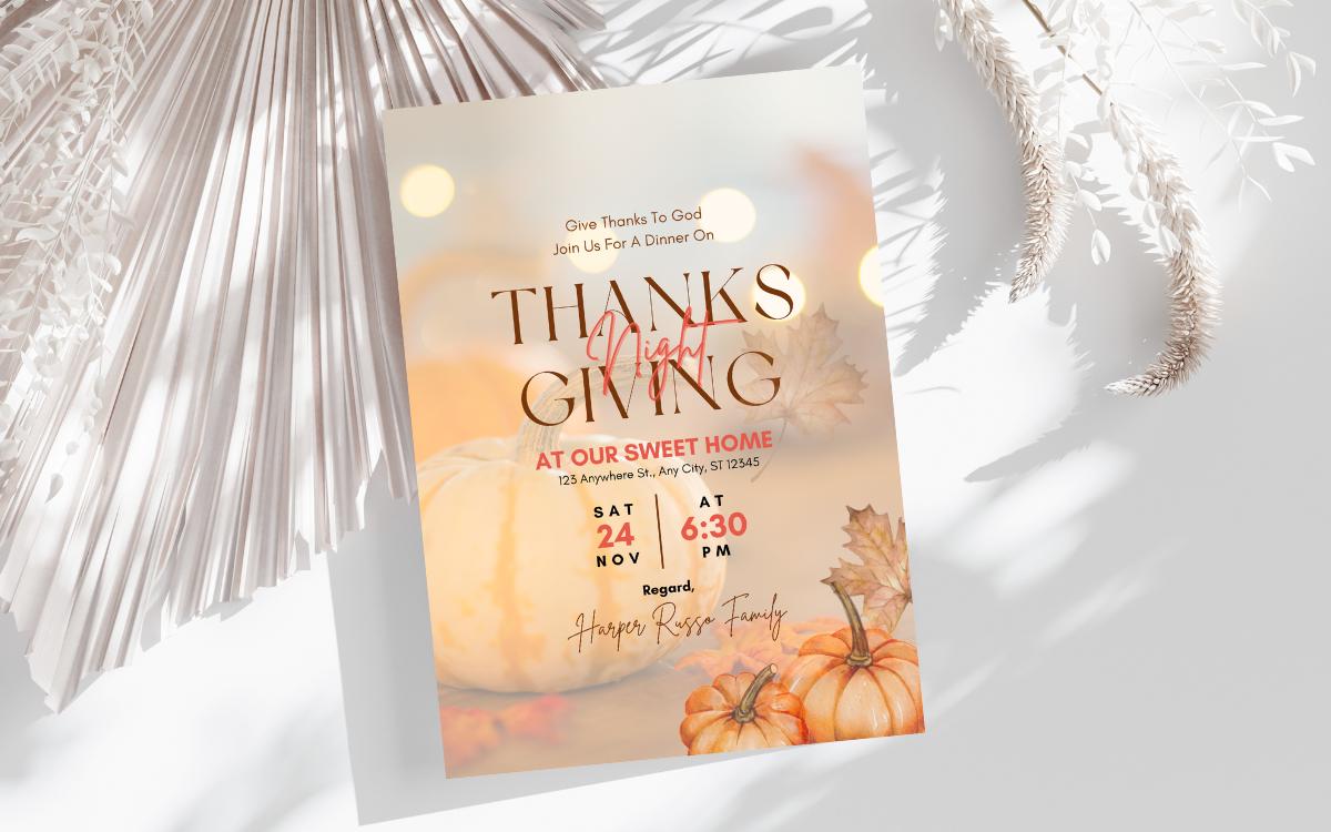 Printable Thanksgiving Invitation Card | Thanksgiving DIY | Editable Canva Template