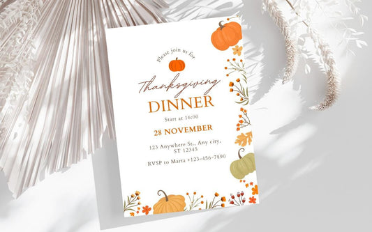 Pumpkin Thanksgiving Dinner Invitation | Printable Fall Card | Thanksgiving DIY