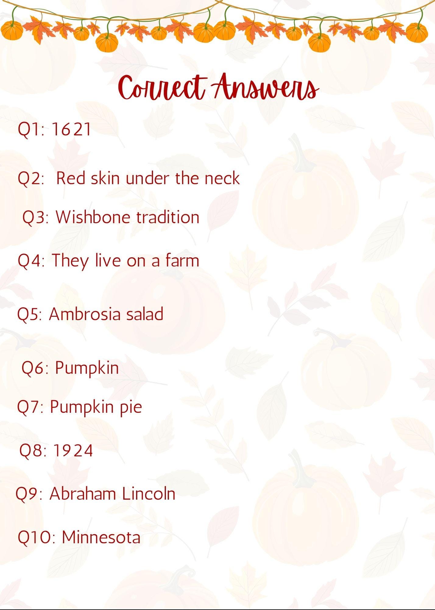 Thanksgiving Trivia | Printable Thanksgiving Game | Thanksgiving Activity | Thanksgiving Party Game