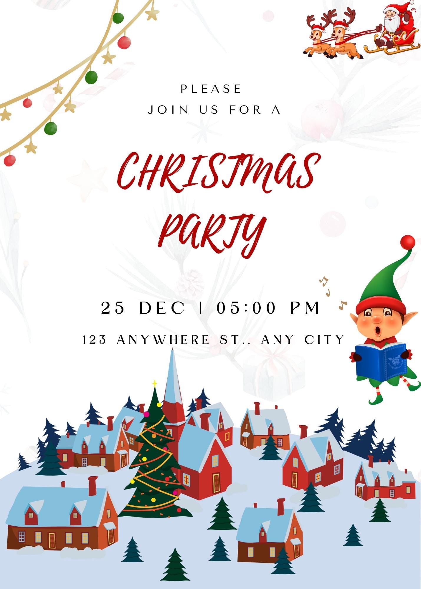 Christmas Invitation Card | Digital Download Printable