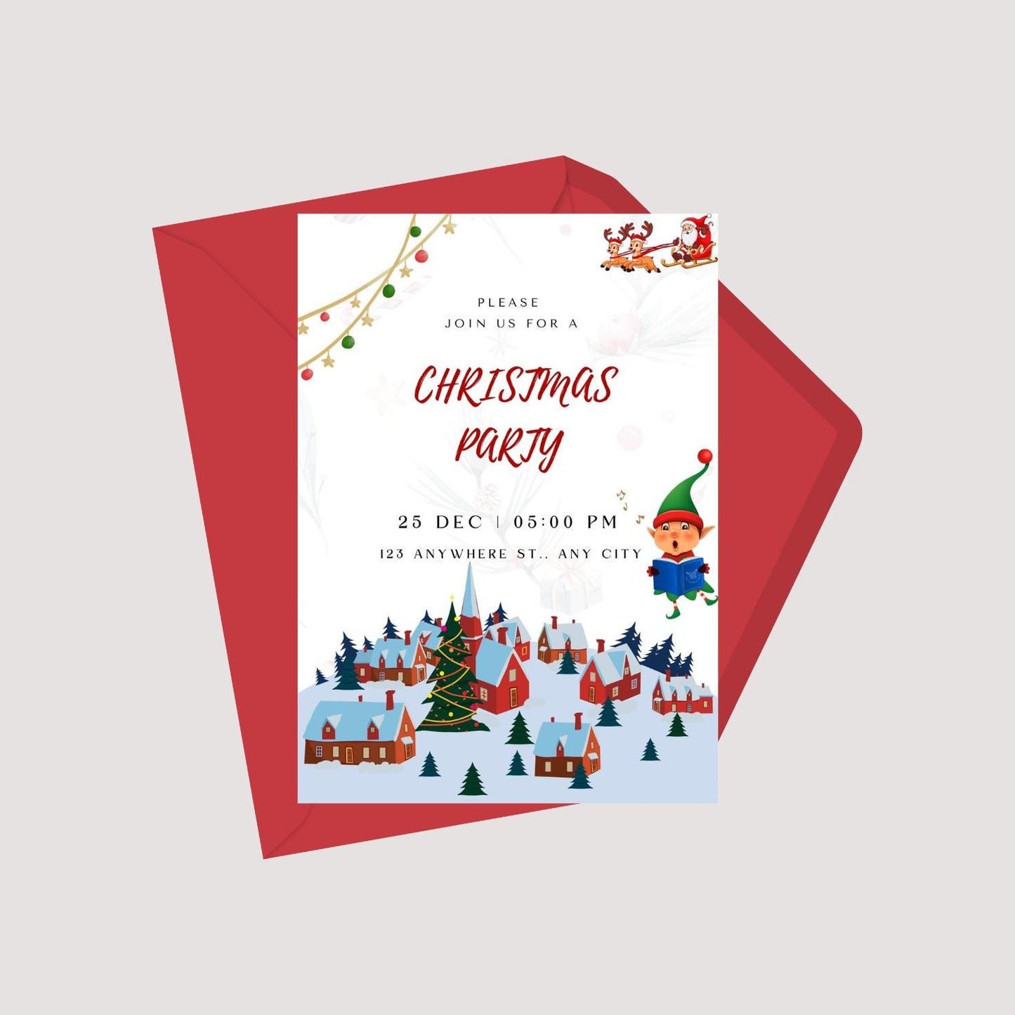 Christmas Invitation Card | Digital Download Printable