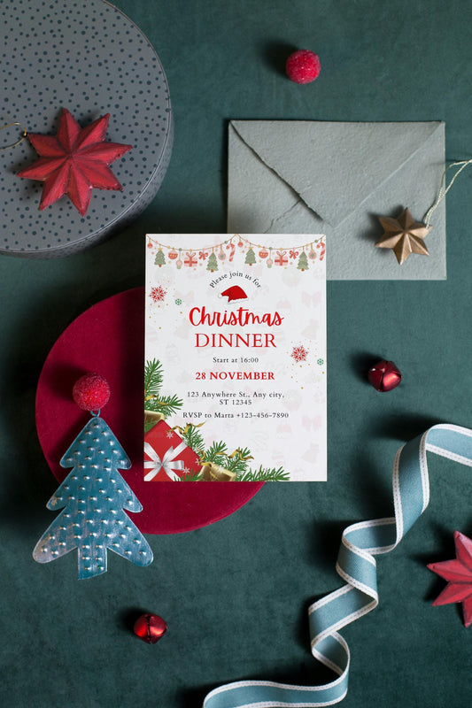 Christmas Dinner Invitation Card | Digital Download Printable