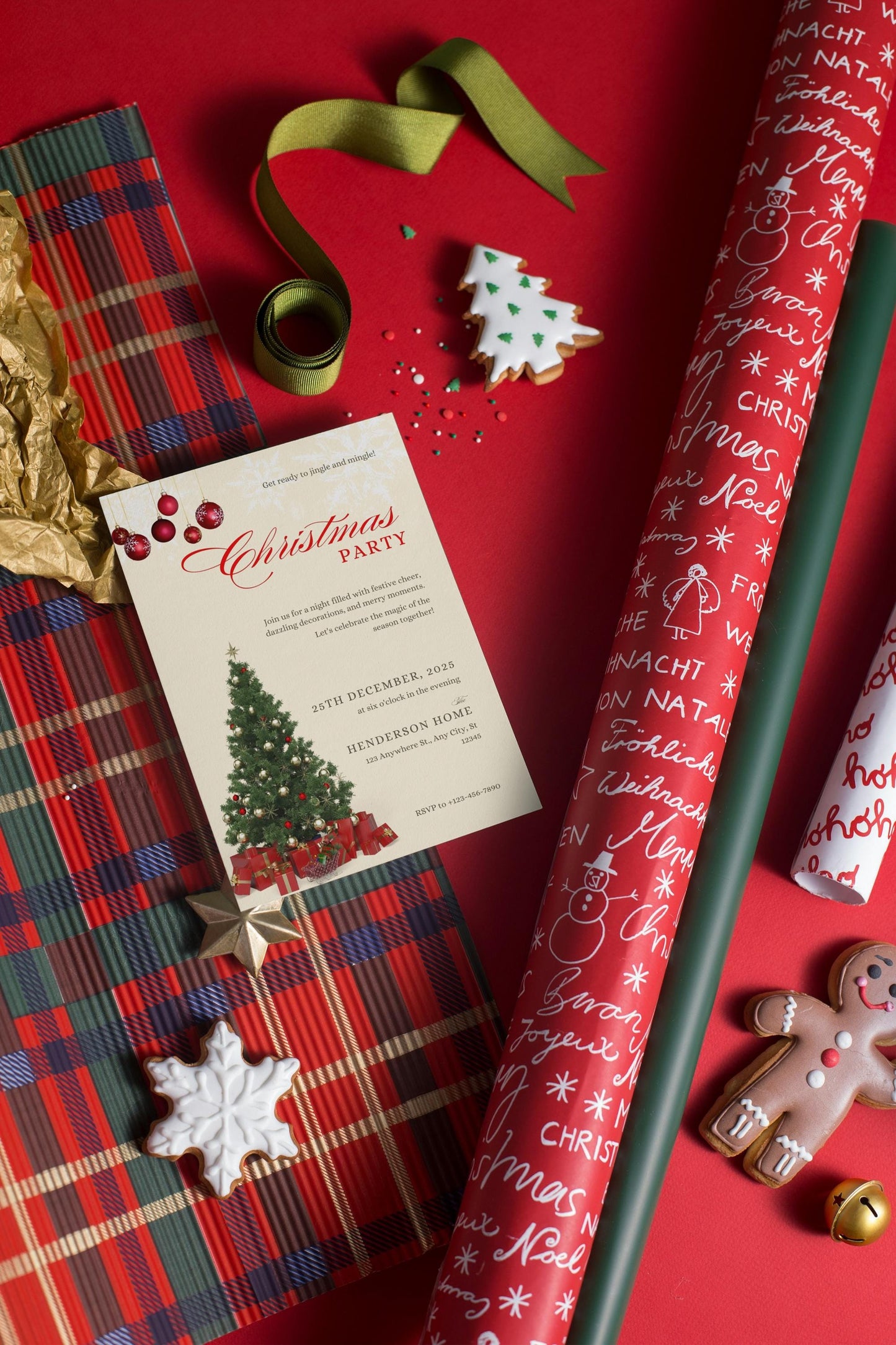 Christmas Tree Invitation Card | Family Invitation | Digital Download Printable