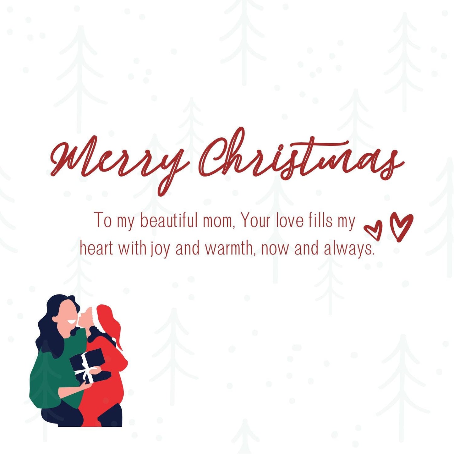 Christmas Card Mum Message | Merry Christmas Mom Card | Card for Mom | Gift for her