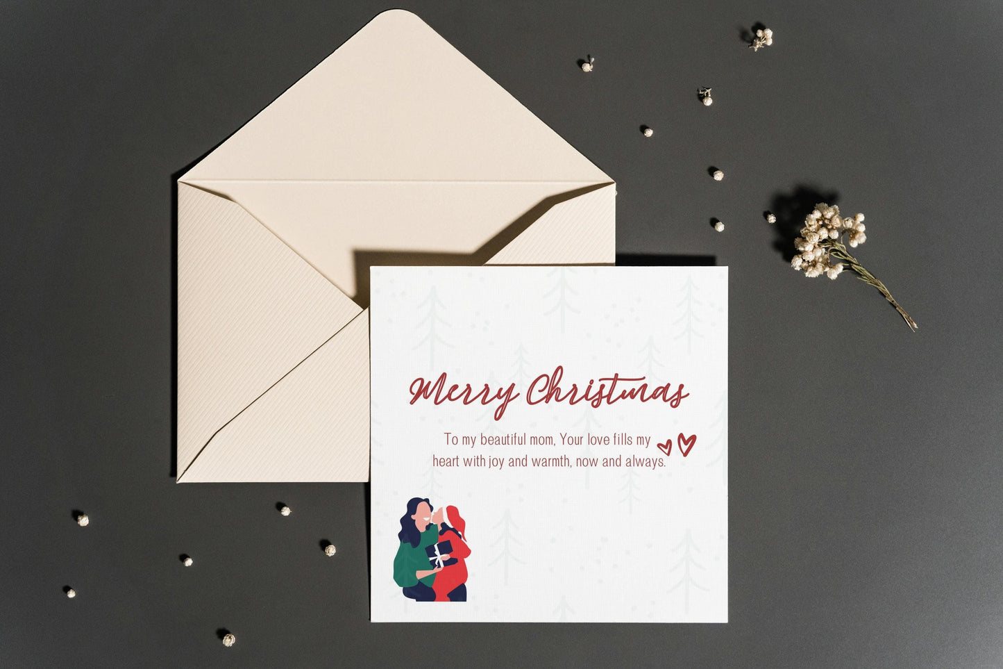 Christmas Card Mum Message | Merry Christmas Mom Card | Card for Mom | Gift for her