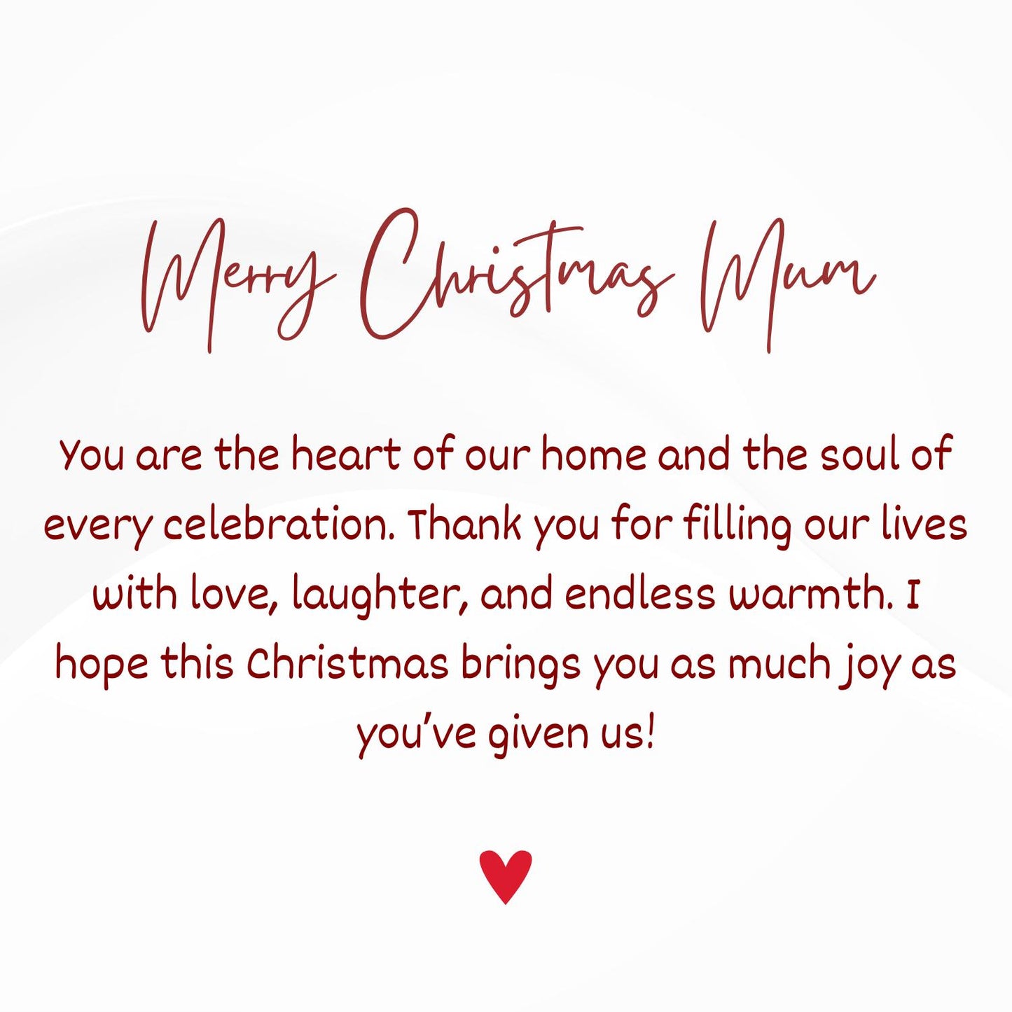 Christmas Card Mum | Merry Christmas Mum Message | Card for Mum | Gift for her