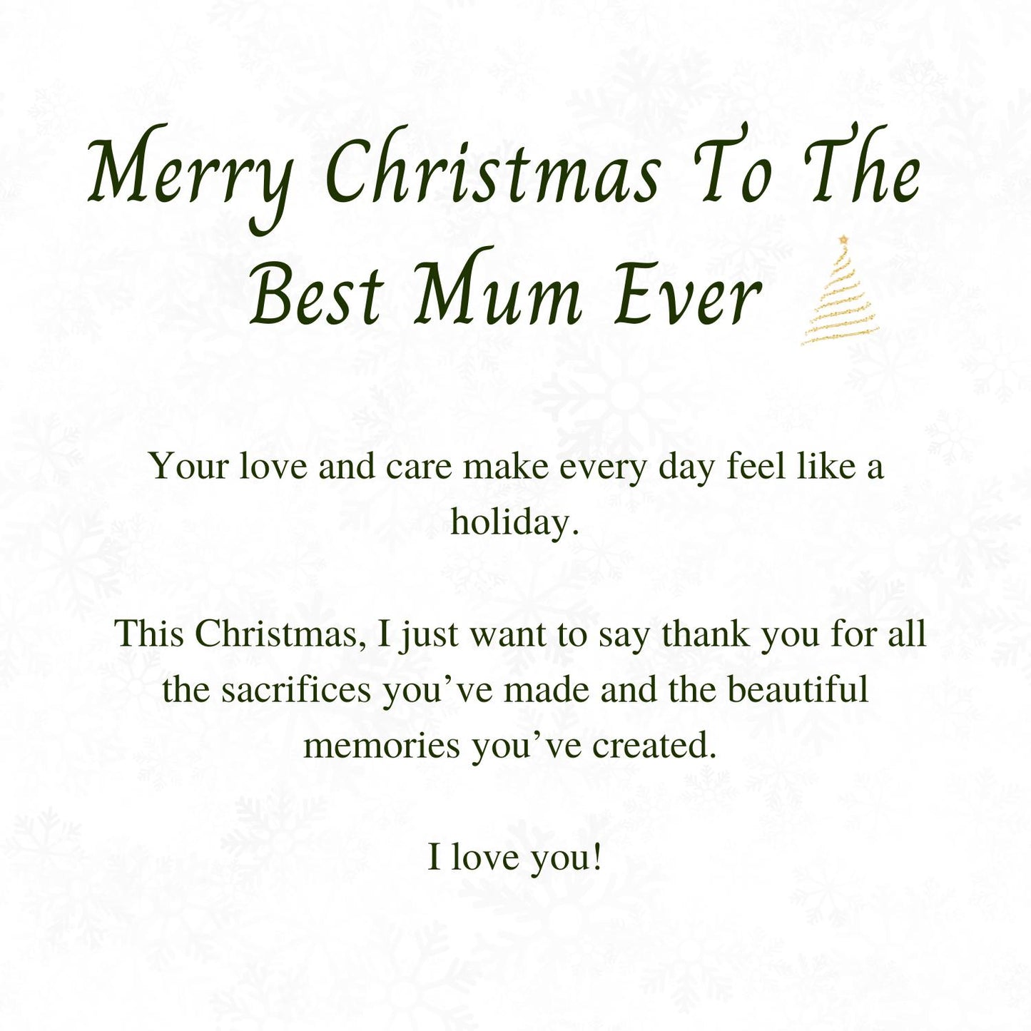 Christmas Card Mum | Merry Christmas Mum Message | Expressing Gratitude | Card for Mum | Gift for her