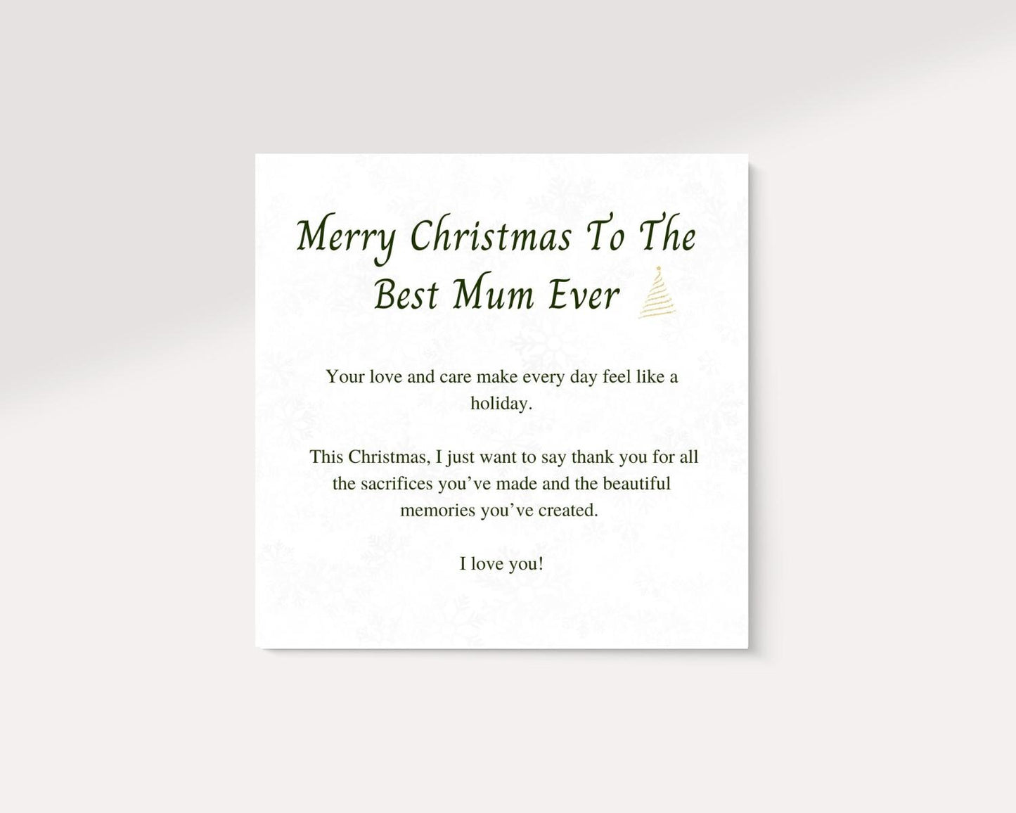 Christmas Card Mum | Merry Christmas Mum Message | Expressing Gratitude | Card for Mum | Gift for her