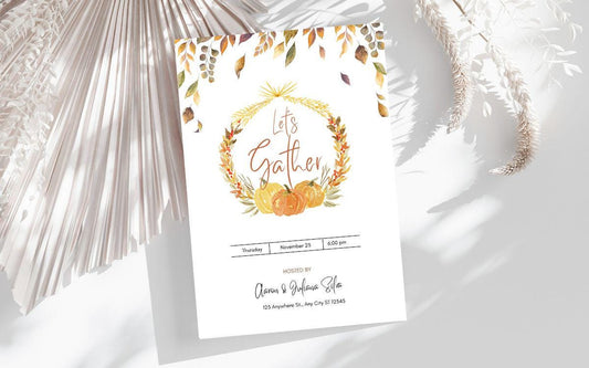 Thanksgiving DIY | Thanksgiving Dinner Invitation Card | Editable Canva Template |