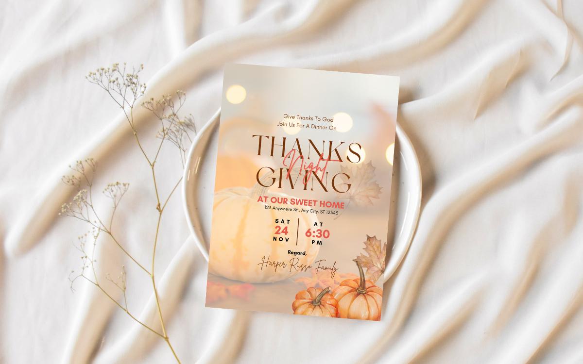 Printable Thanksgiving Invitation Card | Thanksgiving DIY | Editable Canva Template