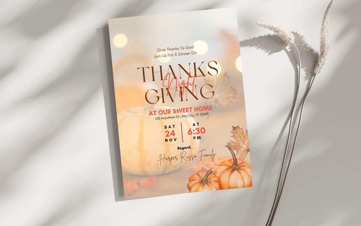 Printable Thanksgiving Invitation Card | Thanksgiving DIY | Editable Canva Template