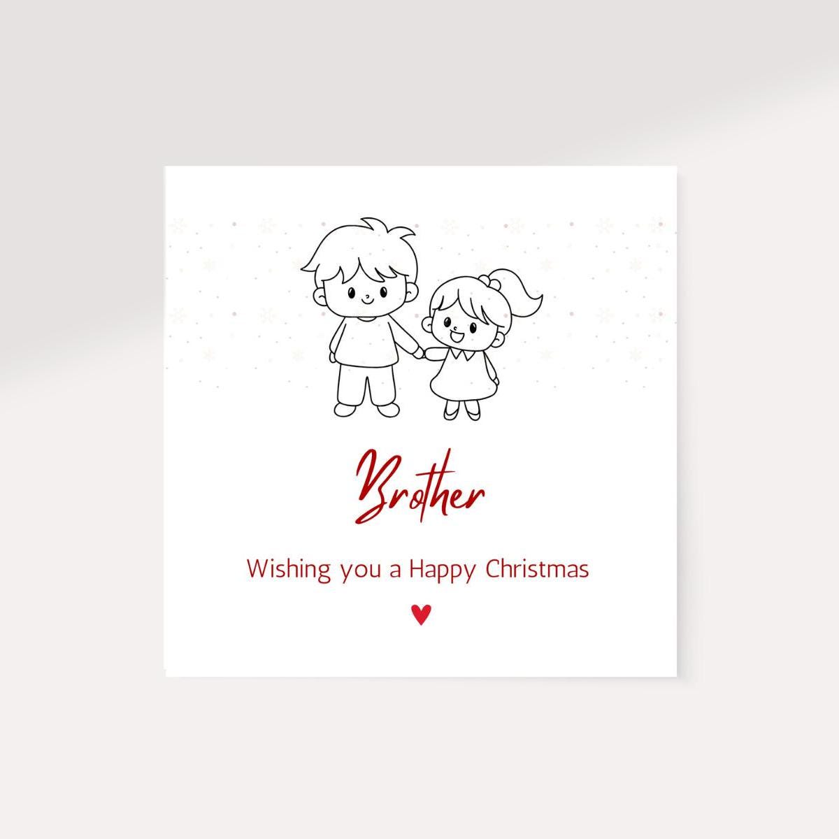 Brother Christmas Card | Cute Merry Christmas Brother Card | Digital Download Printable