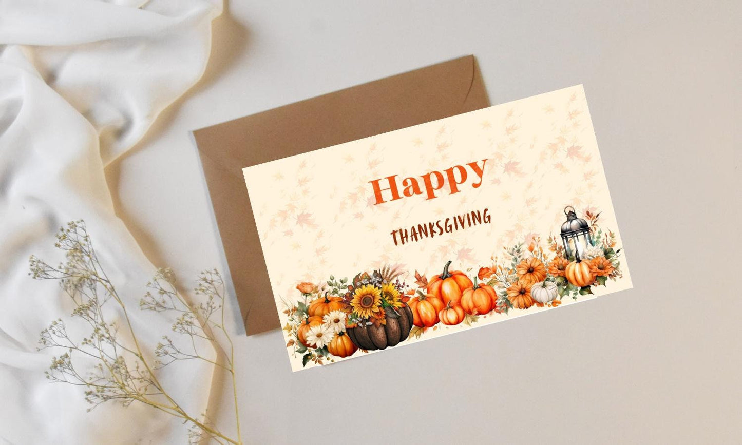 Pumpkin Thanksgiving Dinner Invite Card Happy Thanksgiving Card Editable Thanksgiving Invitation printable dinner invite fall card