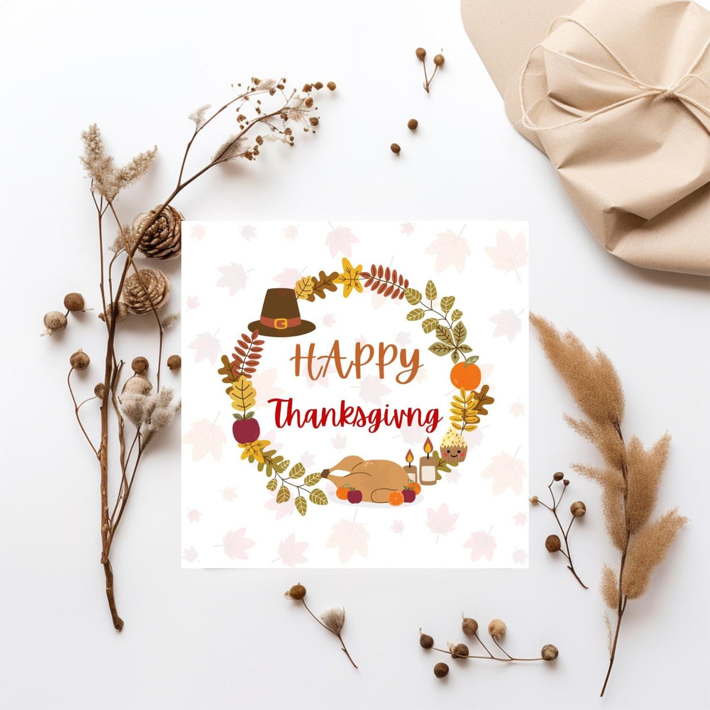 Happy Thanksgiving Card DIY | Printable Fall Card | Editable Canva Template |