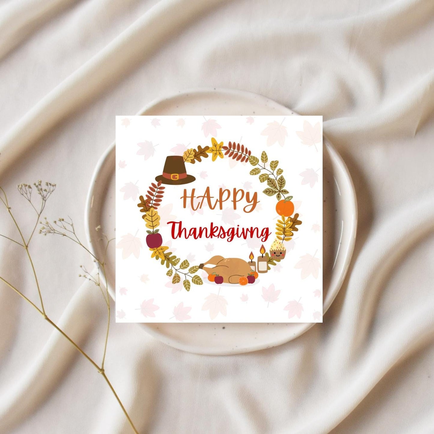 Happy Thanksgiving Card DIY | Printable Fall Card | Editable Canva Template |