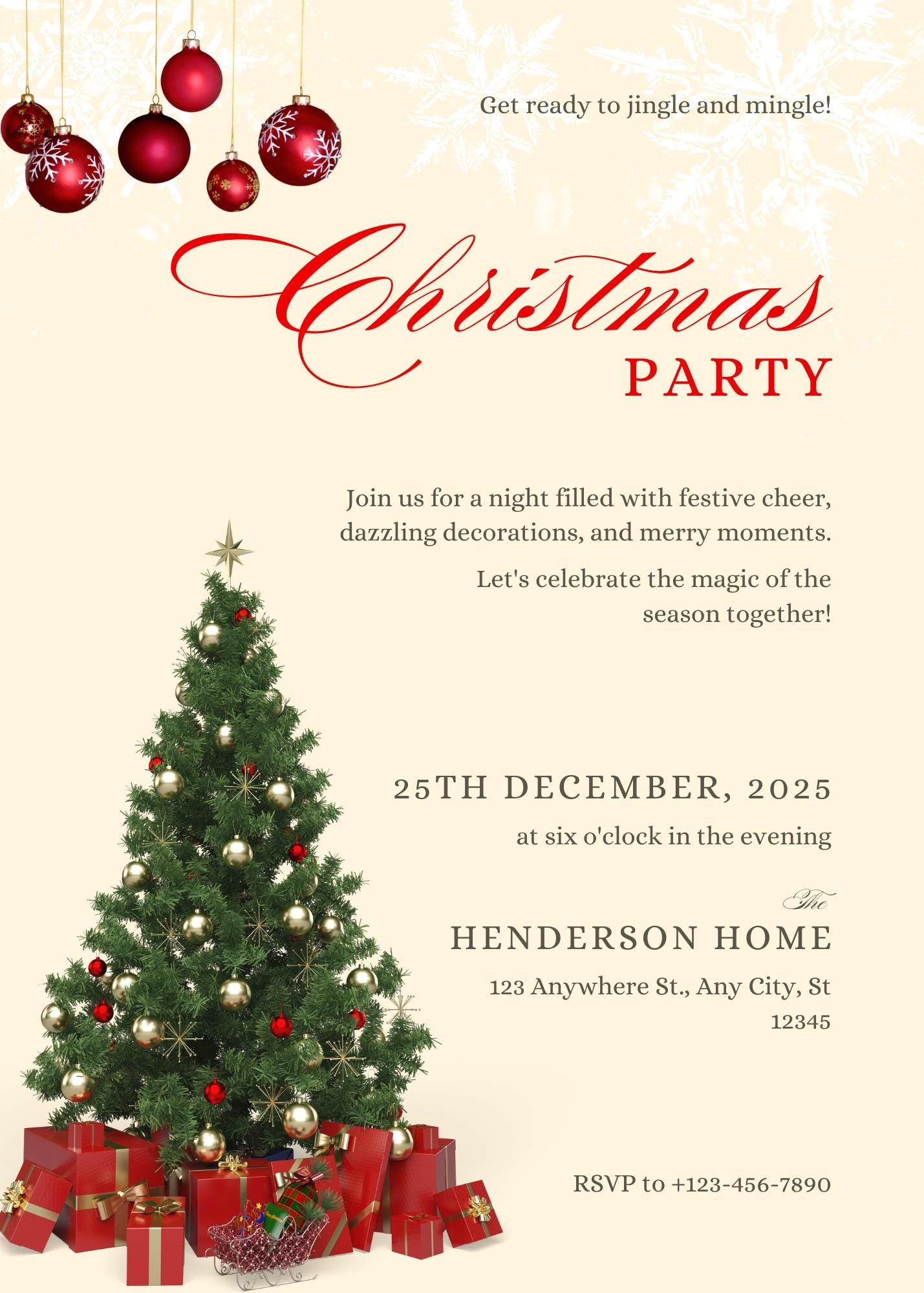 Christmas Tree Invitation Card | Family Invitation | Digital Download Printable