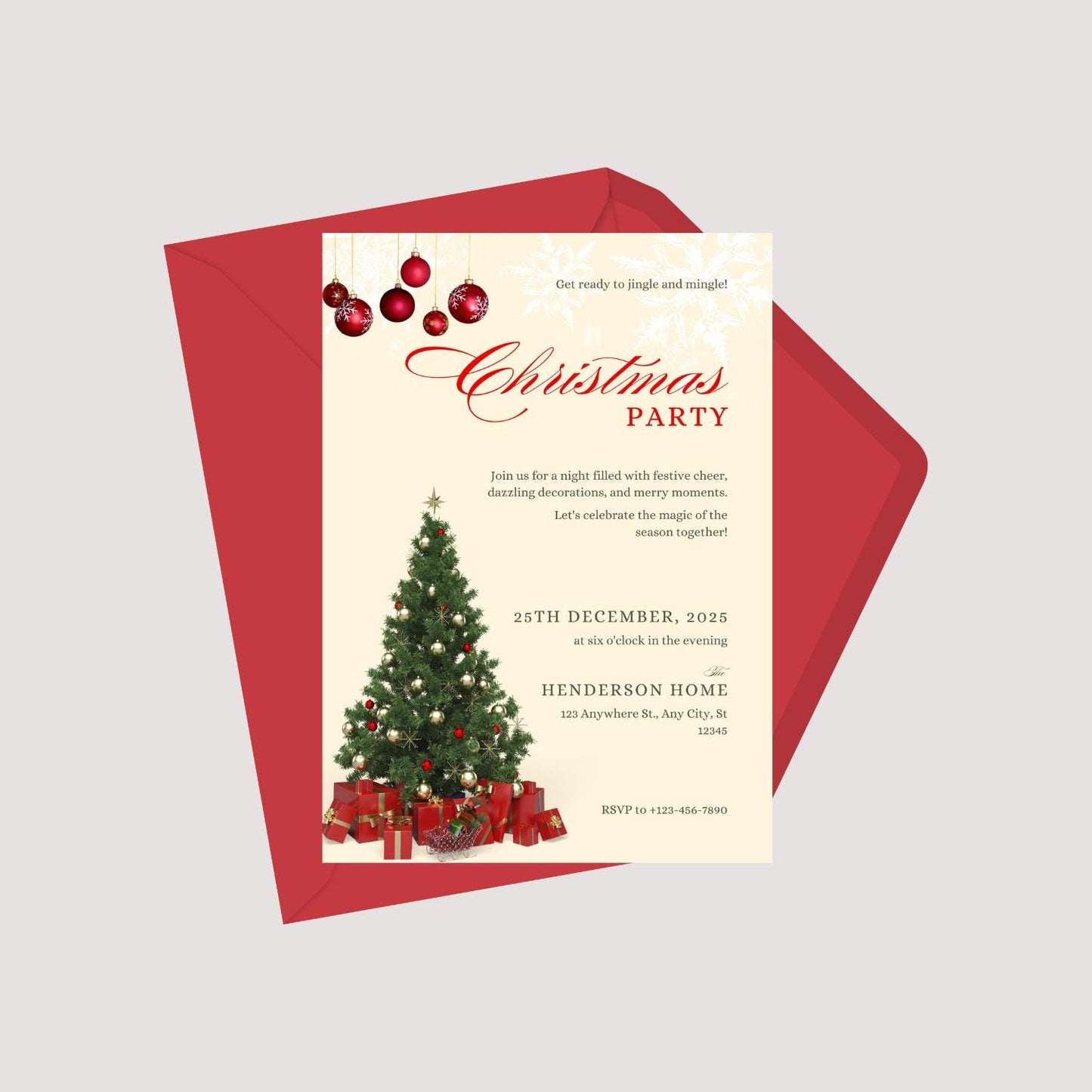 Christmas Tree Invitation Card | Family Invitation | Digital Download Printable