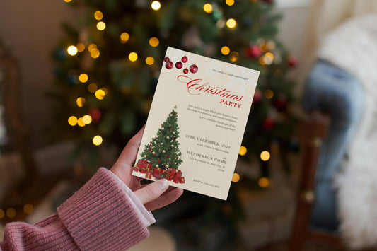 Christmas Tree Invitation Card | Family Invitation | Digital Download Printable