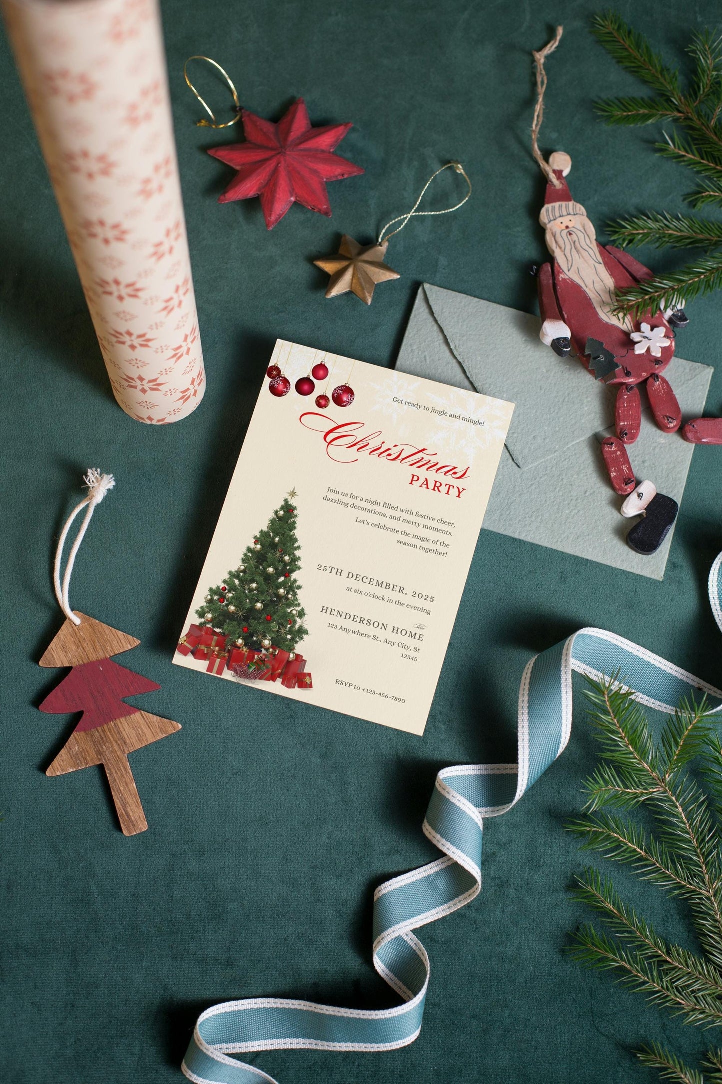 Christmas Tree Invitation Card | Family Invitation | Digital Download Printable