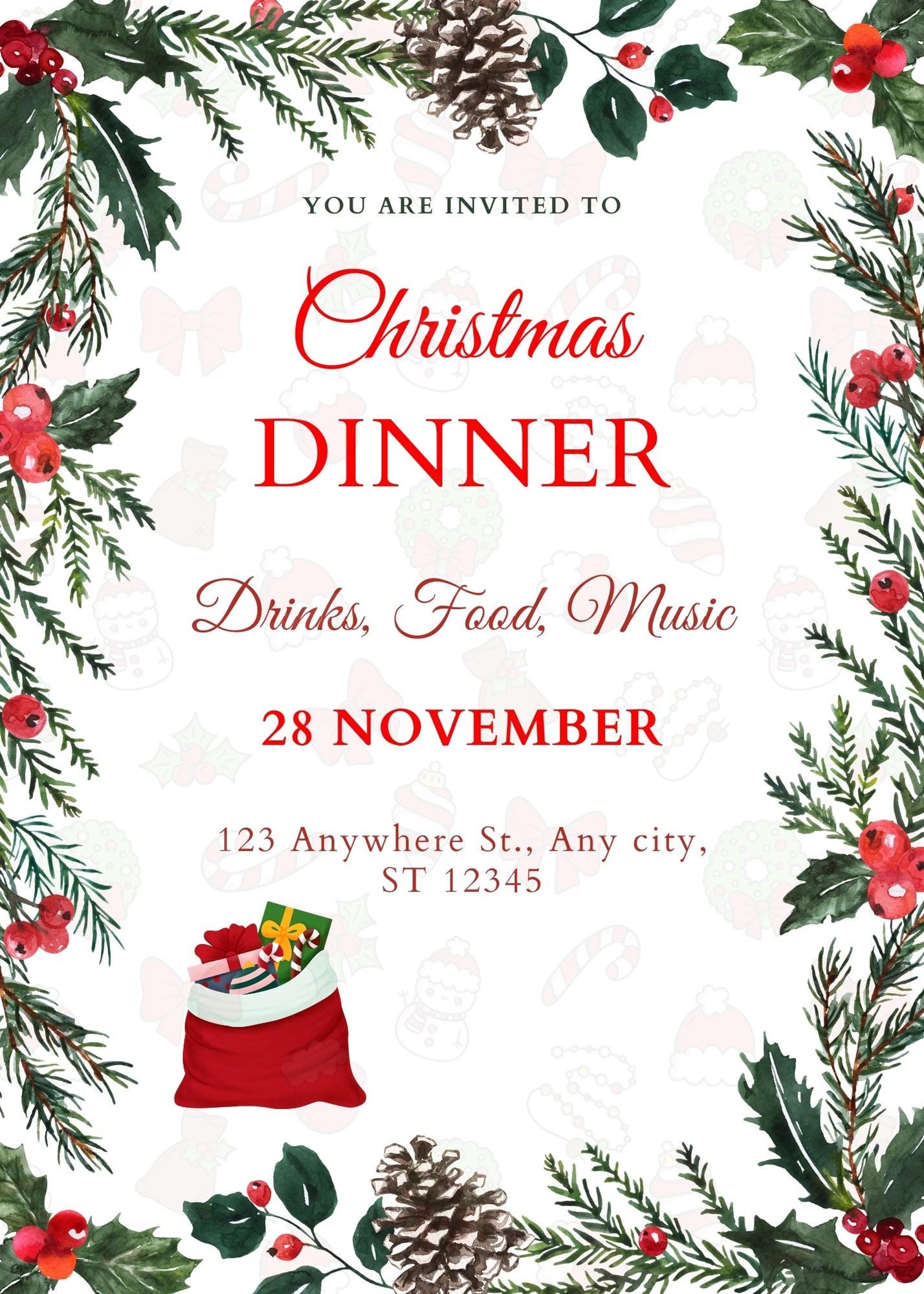 Christmas Party Invitation Card | Digital Download Printable