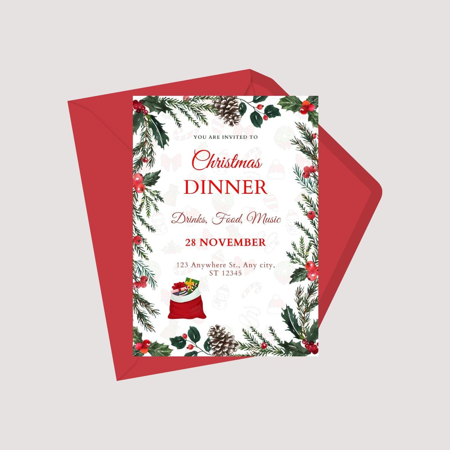 Christmas Party Invitation Card | Digital Download Printable