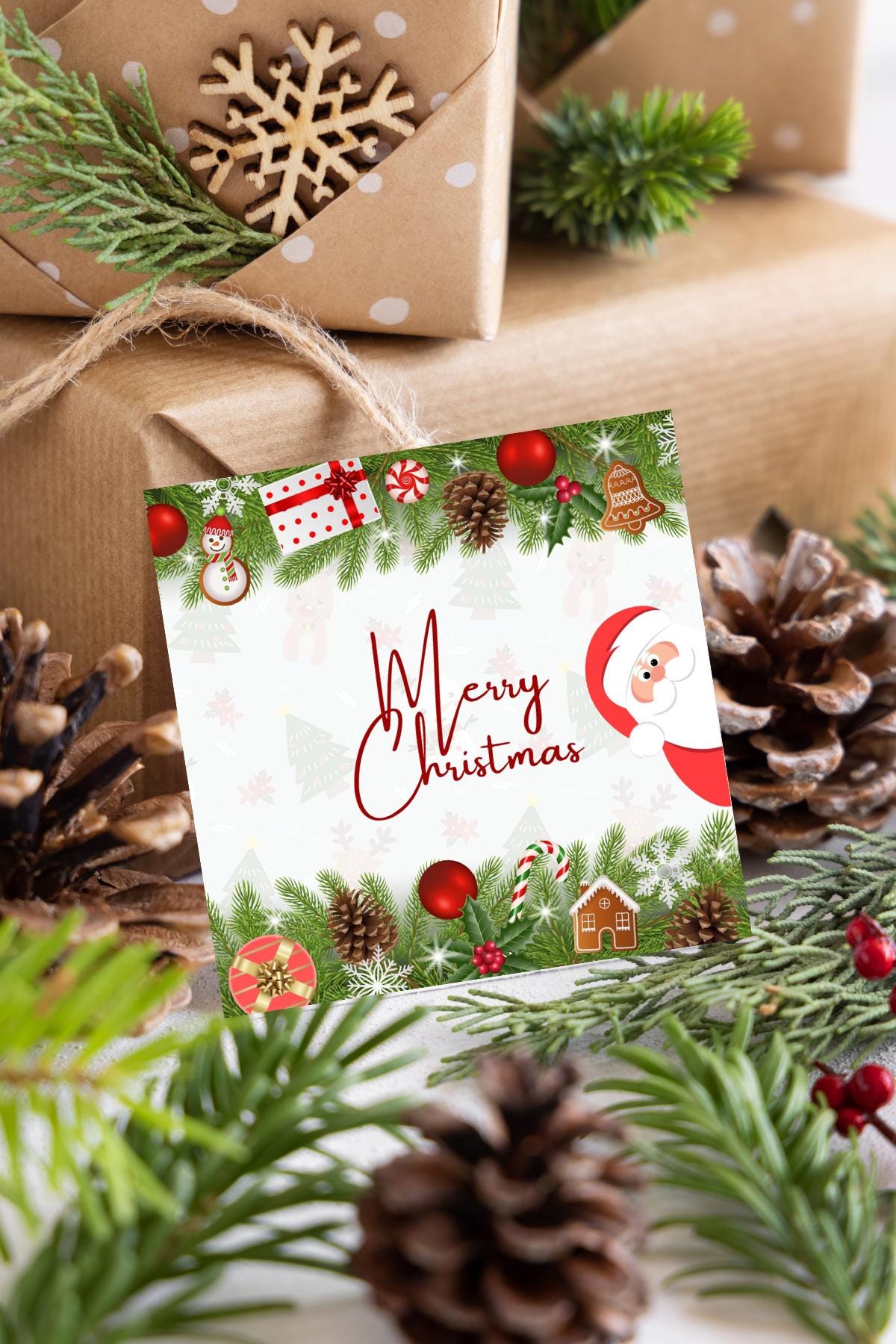 Santa Claus Merry Christmas Card | Digital Download Printable