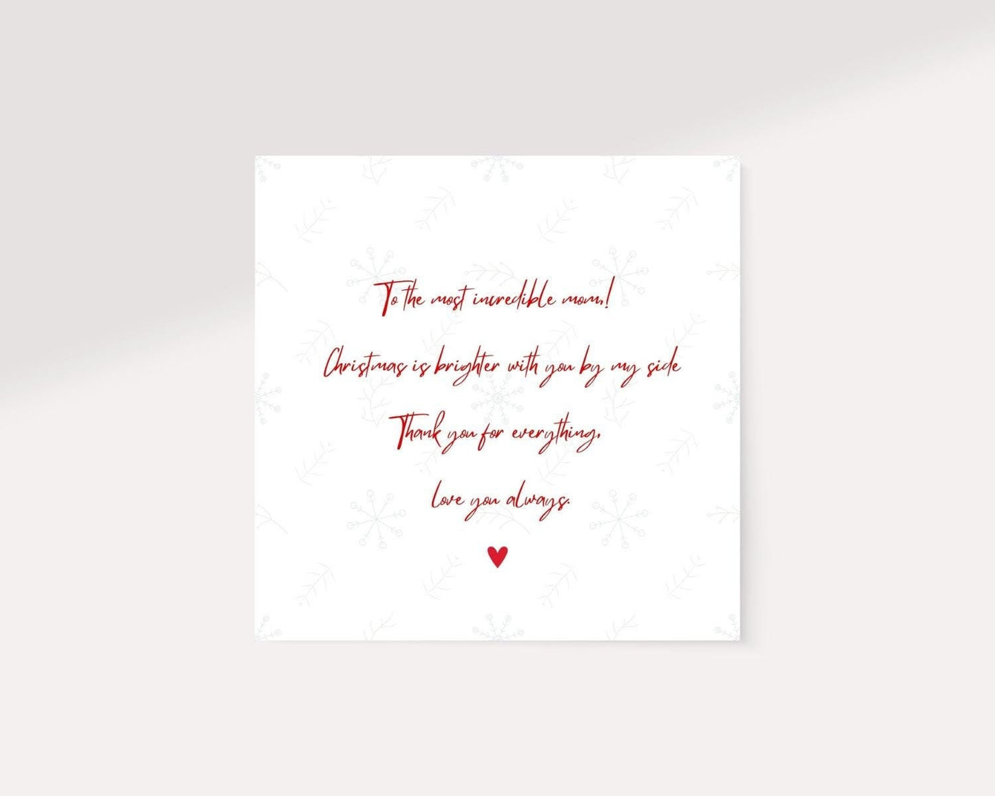 Merry Christmas Mum Message | Merry Christmas Mom Card | Card for Mom | Gift for her