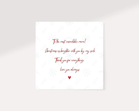 Merry Christmas Mum Message | Merry Christmas Mom Card | Card for Mom | Gift for her