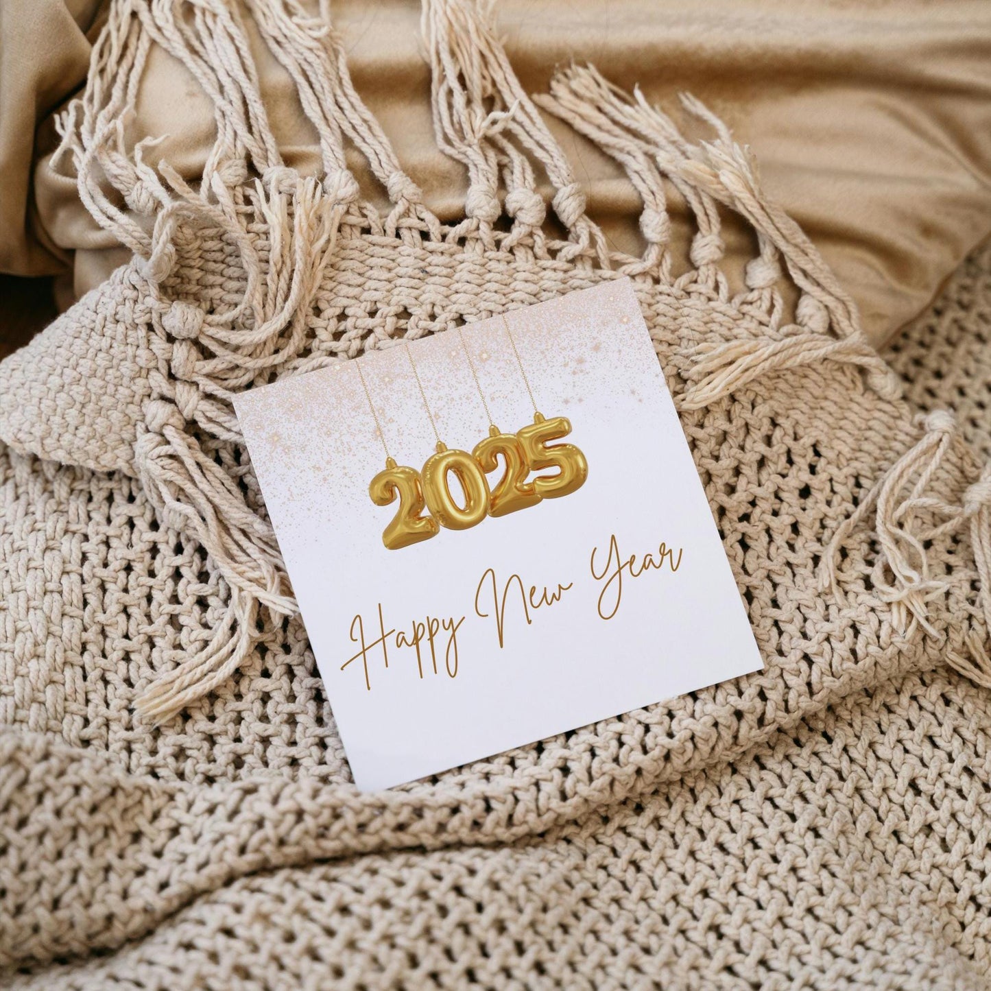 New Year Card | Happy New Year Card 2025 | Gold New Year Card | Holiday 2025 Card | Digital Download Printable |