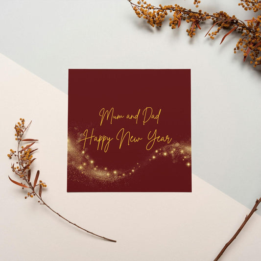 New Year Card | Mum and Dad Happy New Year Card 2025 | Red Gold New Year Card | Holiday 2025 Card | Digital Download Printable |