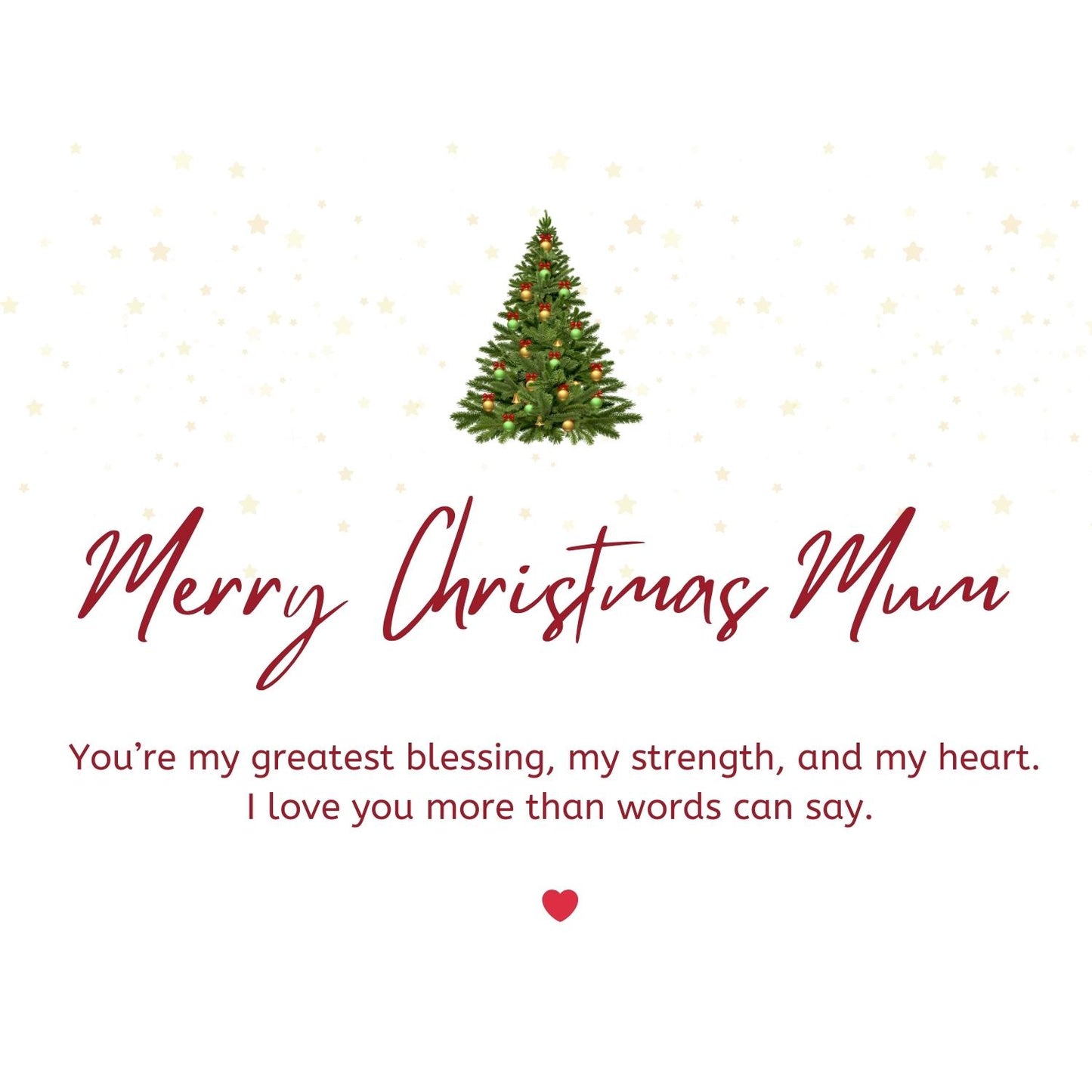 Christmas Card Mum Message | Merry Christmas Mum Card | Card for Mom | Gift for her