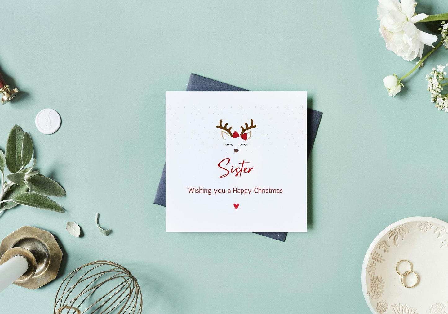 Christmas Card Sister | Merry Christmas Sister Card | Cute Gift Card For Her |