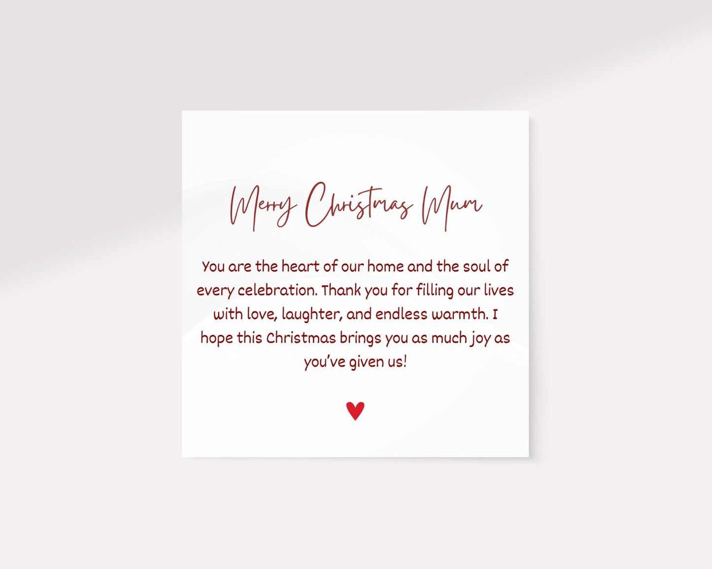 Christmas Card Mum | Merry Christmas Mum Message | Card for Mum | Gift for her