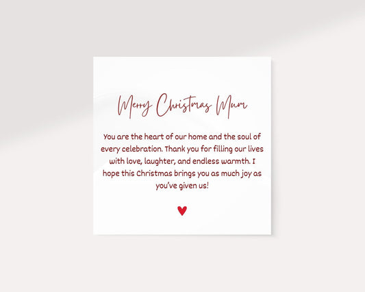 Christmas Card Mum | Merry Christmas Mum Message | Card for Mum | Gift for her