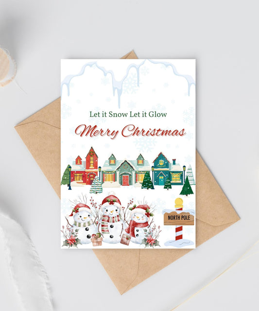 Merry Christmas Card | Snow Themed Christmas Card | Digital Download Printable