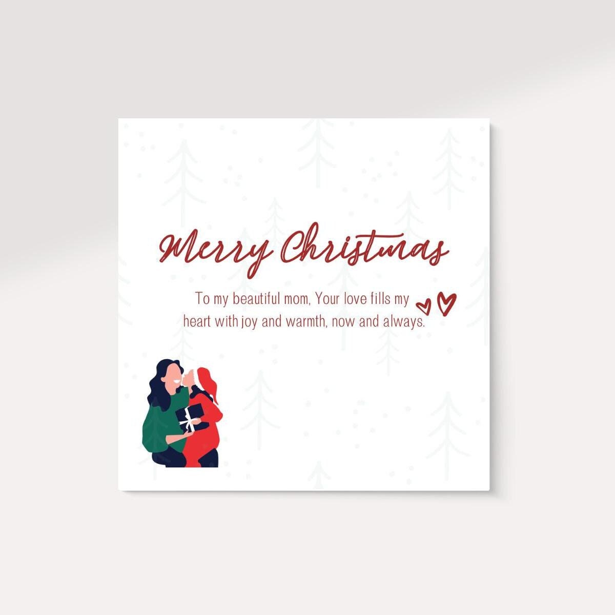 Christmas Card Mum Message | Merry Christmas Mom Card | Card for Mom | Gift for her