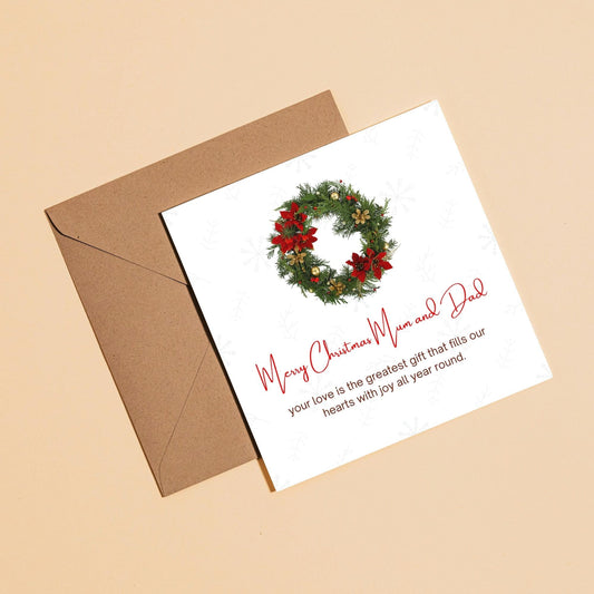 Mum And Dad Christmas Card | Merry Christmas Mum and Dad | Parents Christmas Card