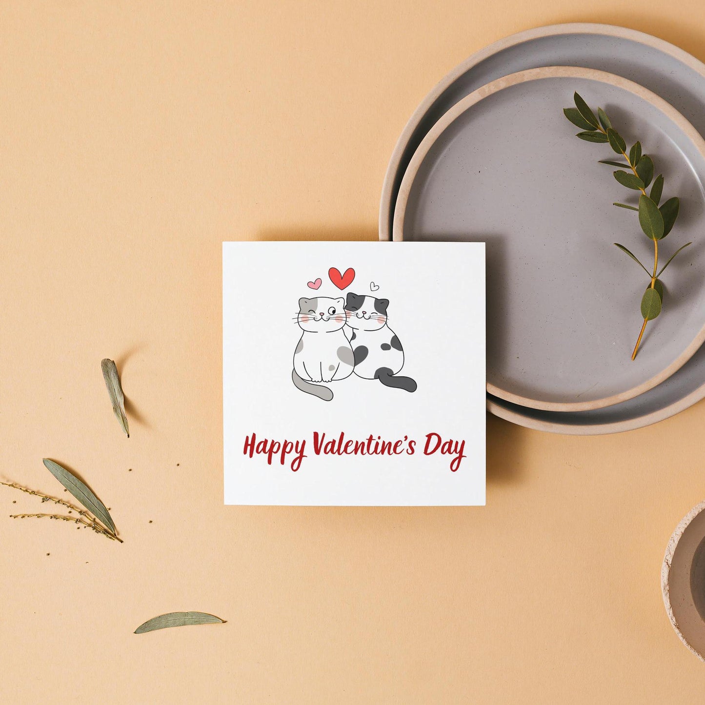 Happy Valentines Day Card | Cute Cats valentines Card - DIGITAL DOWNLOAD | Card for him her |