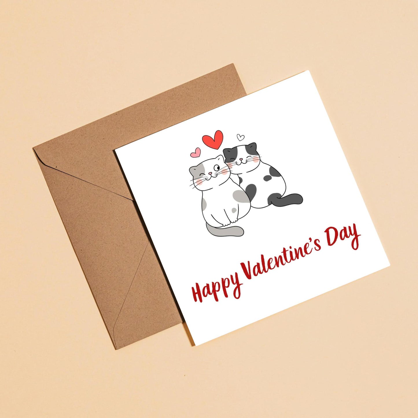 Happy Valentines Day Card | Cute Cats valentines Card - DIGITAL DOWNLOAD | Card for him her |