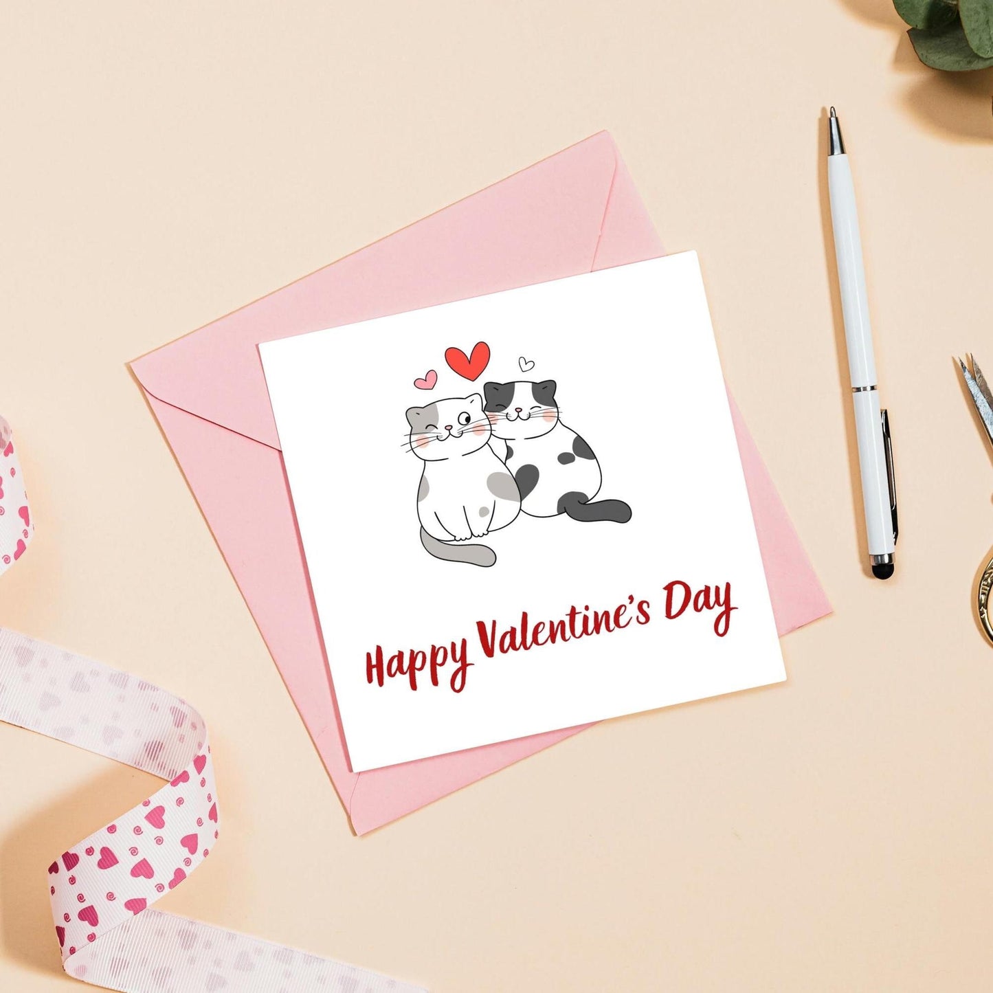 Happy Valentines Day Card | Cute Cats valentines Card - DIGITAL DOWNLOAD | Card for him her |