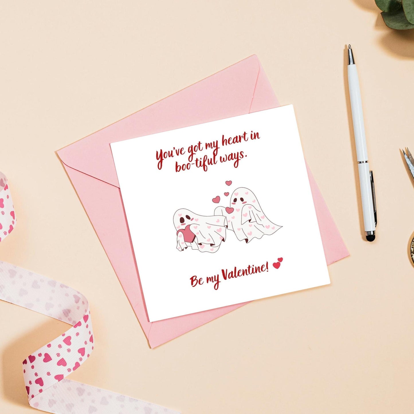 Happy Valentines Day Card | Cute Ghost valentines Card - DIGITAL DOWNLOAD Valentines Day Card | Card for him her boyfriend girlfriend husband wife |