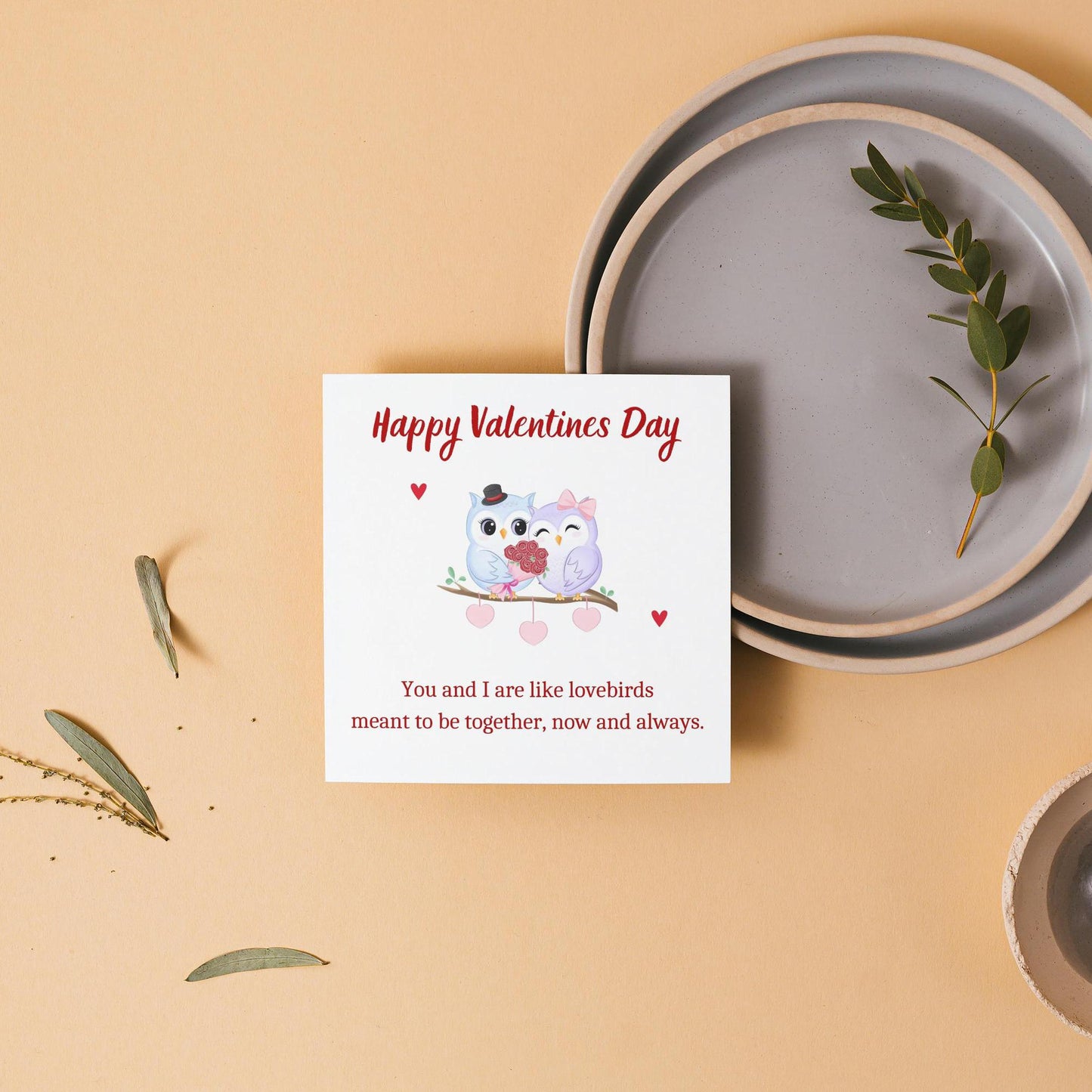 Happy Valentines Day Card | Cute love birds valentine Card - DIGITAL DOWNLOAD Valentines Day Card | Card for him her boyfriend girlfriend husband wife |